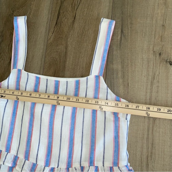 Rails Sandy Dress Tahiti Stripe Small Linen Blend Tiered Ruffle Coastal Travel - Picture 10 of 15